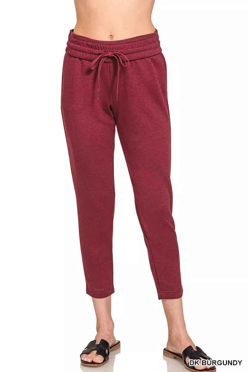 Zenana Scuba Capri Sweatpants with Pocket DK BURGUNDY dd2d42f2c1d94f3695b29b16039b9e41-Max-Origin