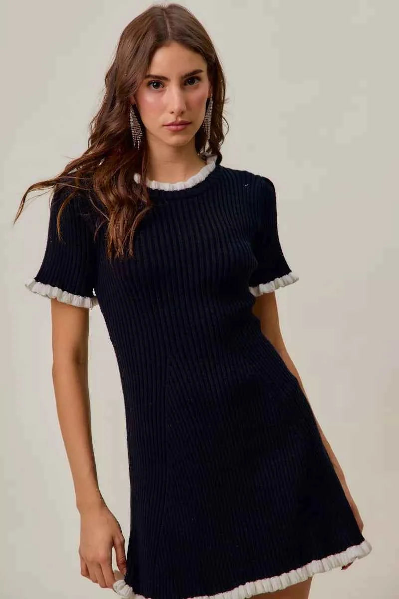 SO ME Contrast Ruffled Sweater Knit Mini Dress dd304283fdf643c289b98667f0c9ee51-Max-Origin