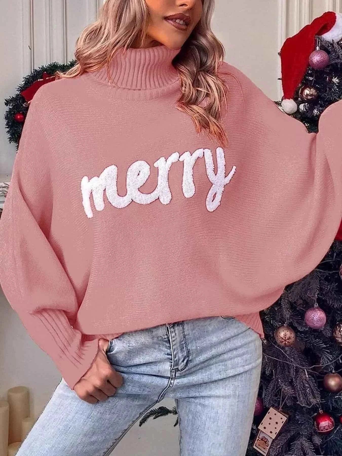Merry Turtleneck Long Sleeve Christmas Sweater dd3b99c9-e8f5-41ca-94a1-721d8325f7b7-Max-Origin