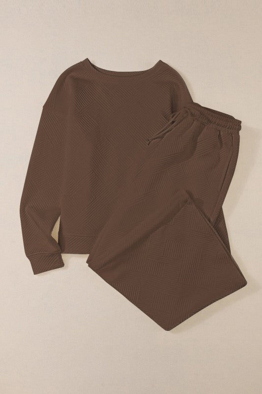 Textured Top and Pants Set dd470530-ccd4-4569-99ea-6897a5882295