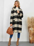 Plaid Double-Breasted Long Sleeve Coat dd59f84c-ea66-45d3-9c55-15bc4840bf6b-Max