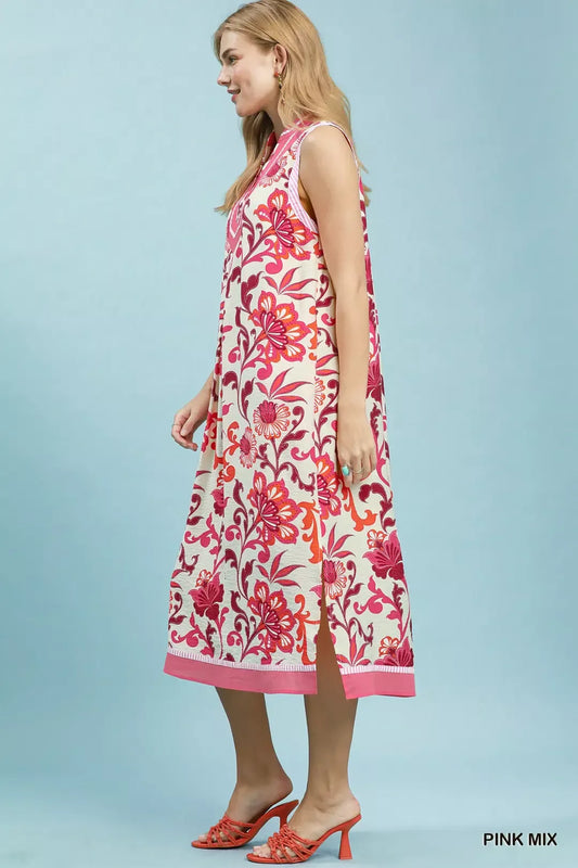 Floral Scroll Sleeveless Midi Dress dd5a8066-ac05-431d-b4c1-2d2c0c0e9bcd-Max-Origin