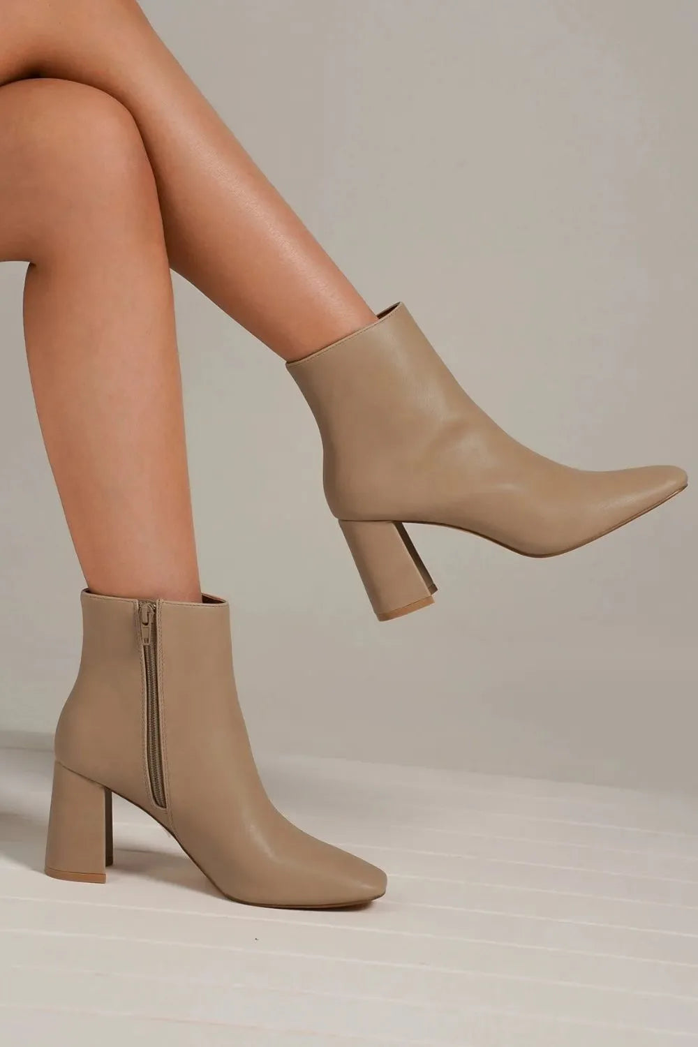 Beast Fashion PU Leather Block Heel Boots with Side Zippers Nude dd64355e-e6a0-4571-8560-2c63a76740a0-Max
