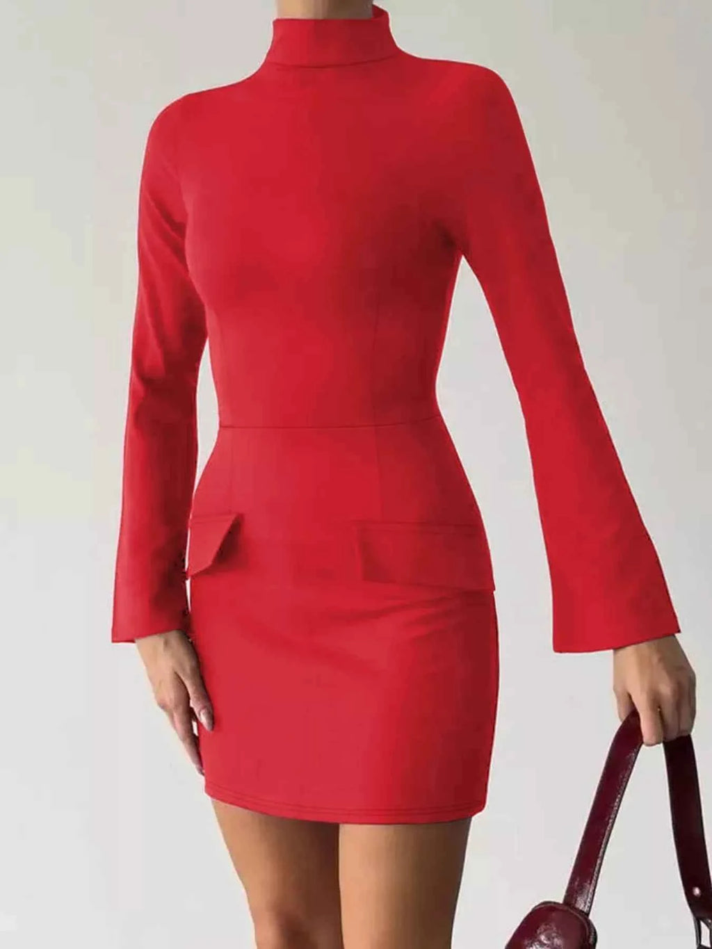 Mock Neck Long Sleeve Bodycon Dress dd7287e4-6e51-4367-8d07-c737647b3e16-Max-Origin