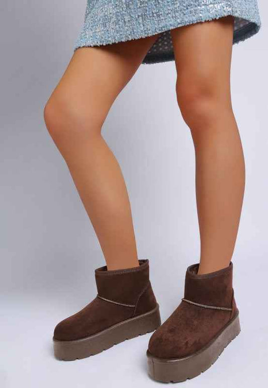 Derta Soft Microfiber Snow Boots Brown dd9a63f5-a548-4f4b-a93a-1925dd469542