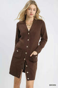 Umgee Button-Down Longline Sweater Cardigan with Front Pockets Brown dd9b86f4-1714-42ac-8a2d-704ce93f10bb-Max-Origin