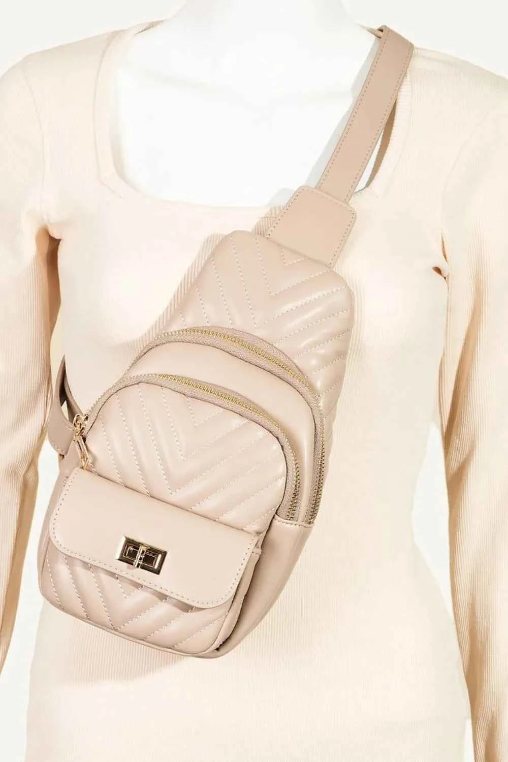 Fame Faux Leather Cushioned Sling Bag Dust Storm One Size ddaf6b6b-ad76-4f6f-b4e5-82a5178cd98e-Max-Origin