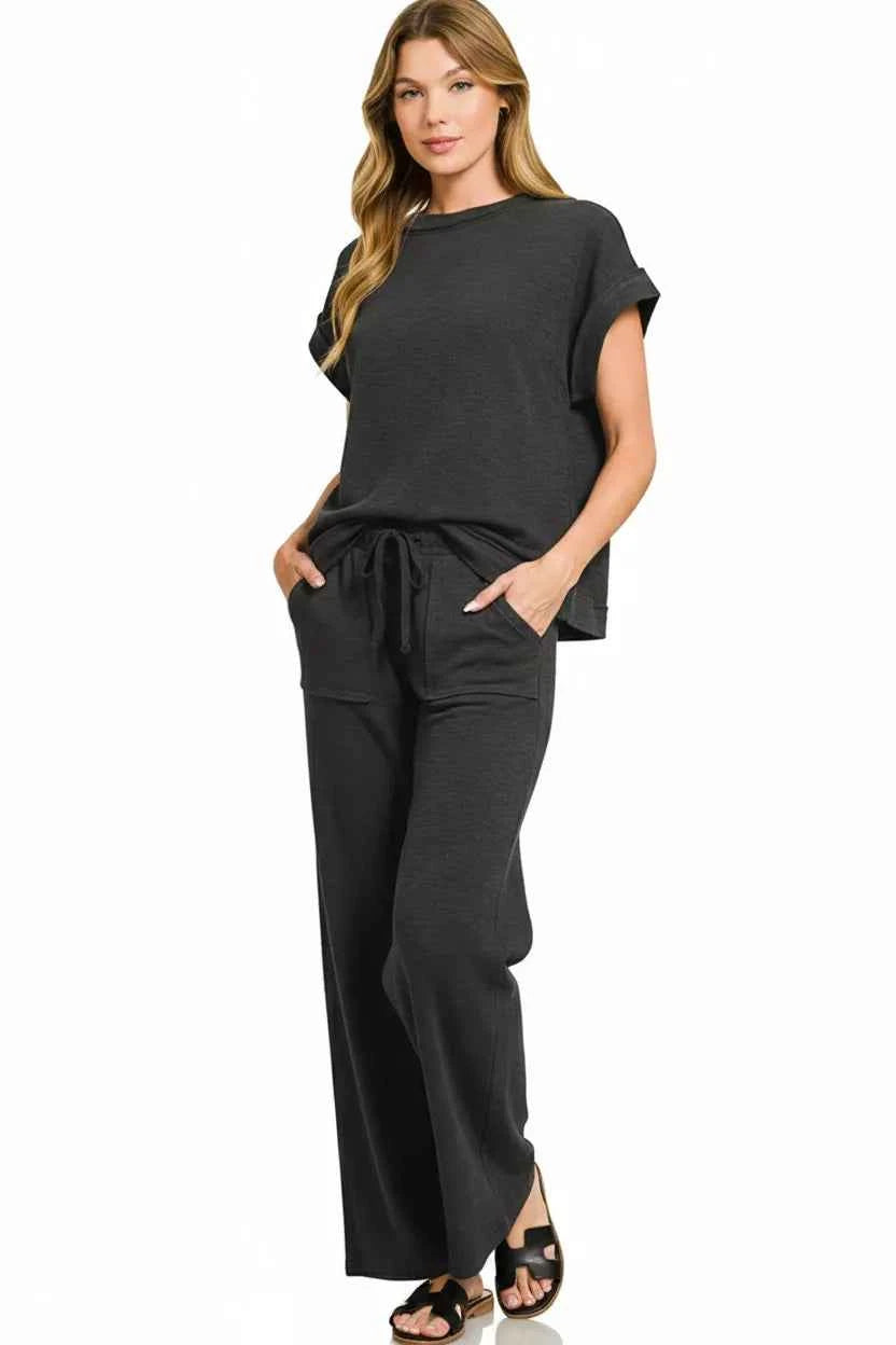 Zenana Cotton Slub Short Sleeve Tee and Pants Set ddb2190f-2152-4fcb-b6d8-2e0be7829333-Max-Origin