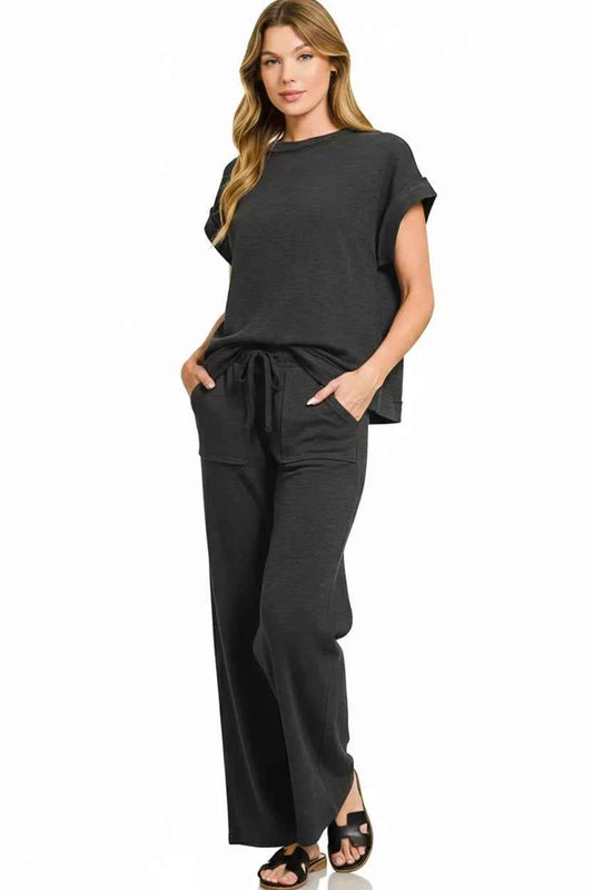 Cotton Slub Short Sleeve Tee and Pants Set ddb2190f-2152-4fcb-b6d8-2e0be7829333-Max-Origin