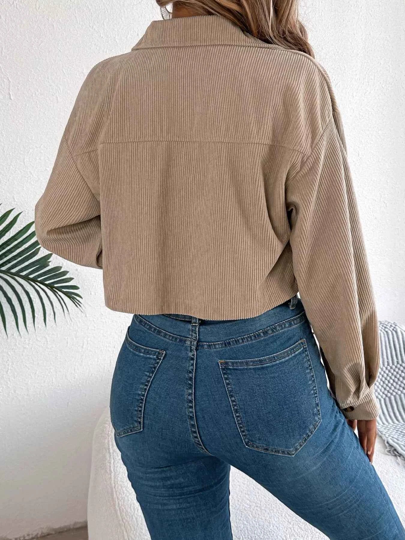 Corduroy Button-Up Dropped Shoulder Jacket ddb8a810-b4c3-4393-8cad-716a7db0692f-Max-Origin