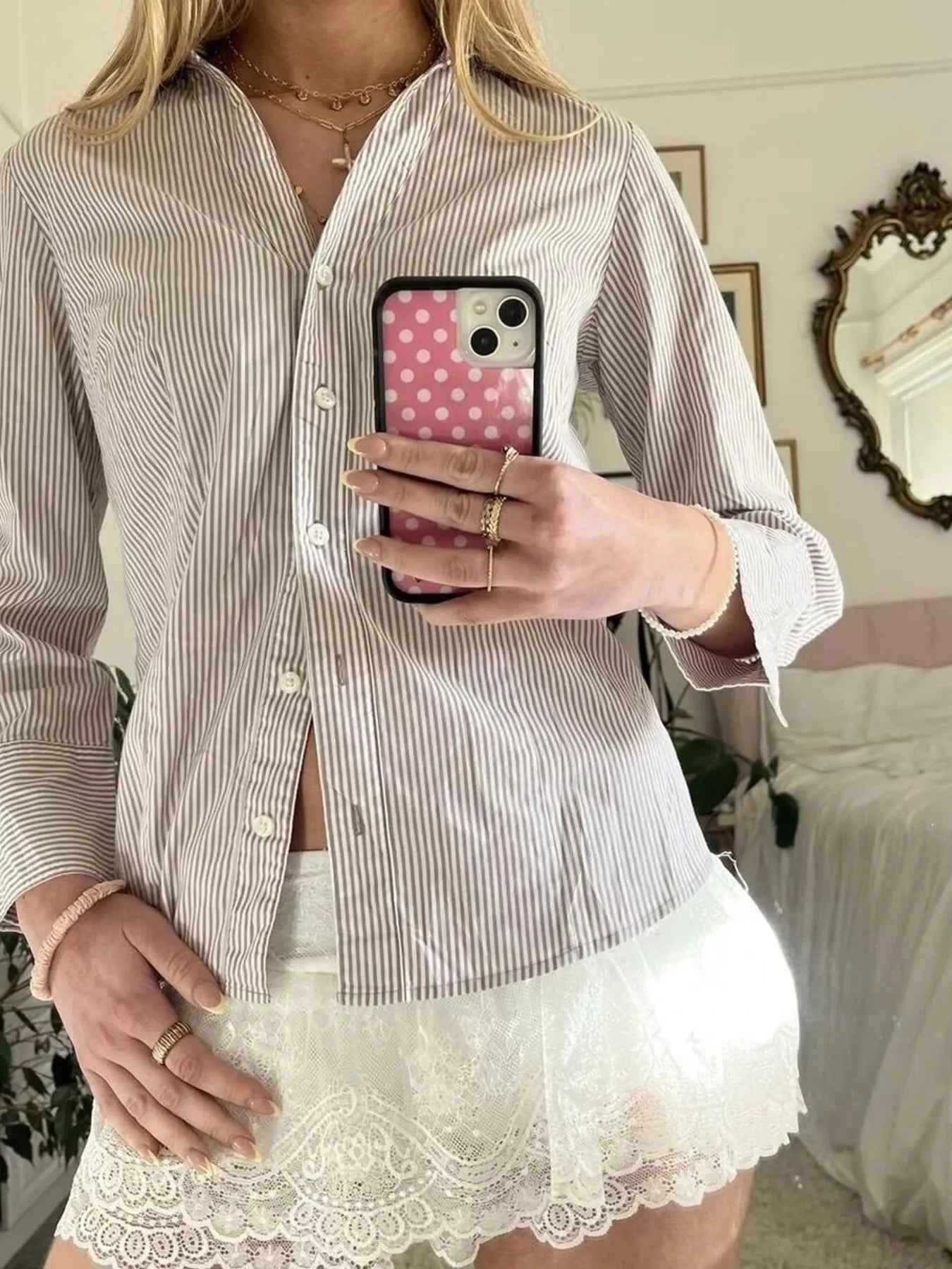 Printed Button-Down Long Sleeve Shirt
