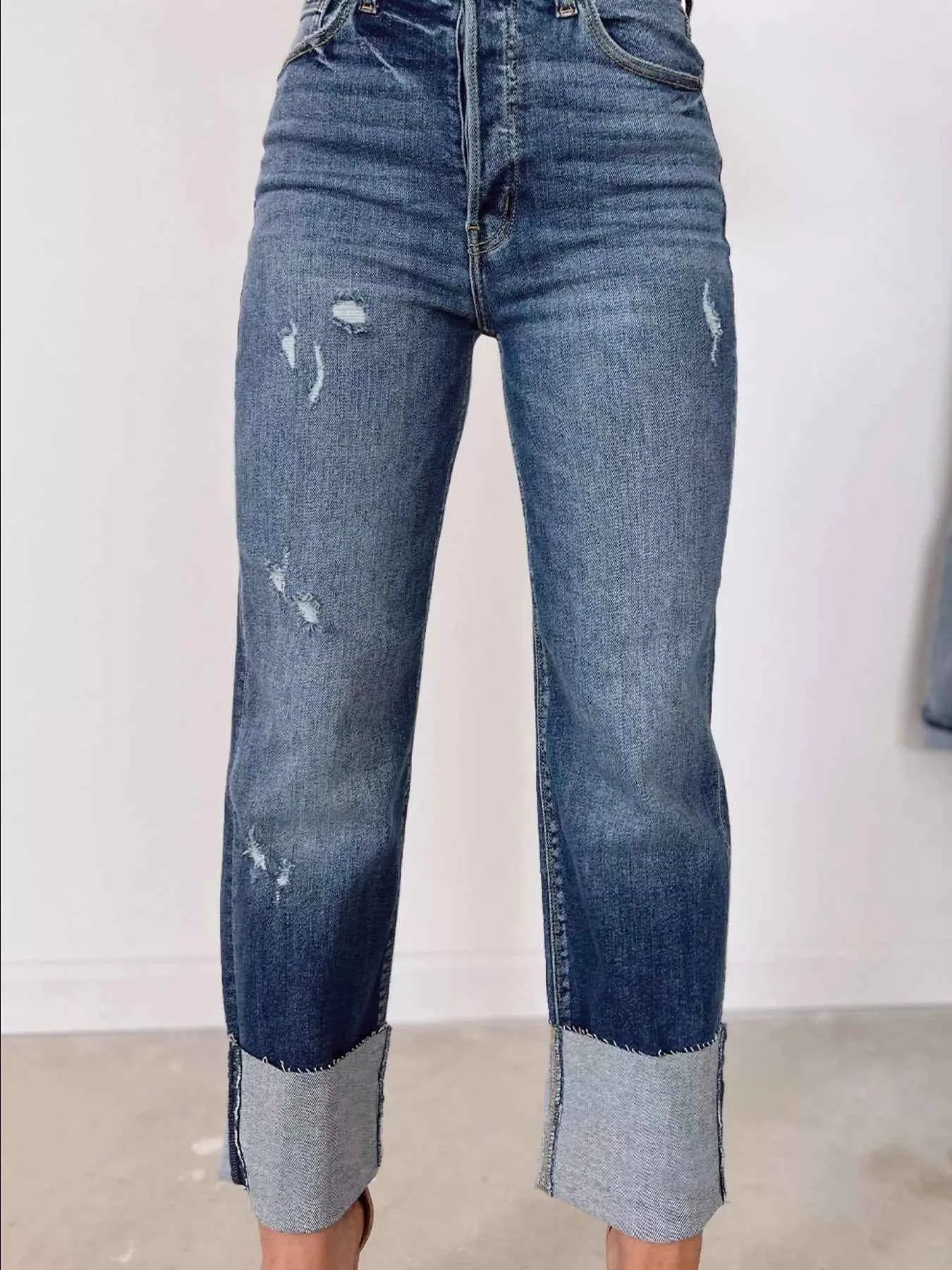High Waist Distressed Straight Leg Jeans ddc76085-ad5c-4b68-a76e-d551c53d0867-Max-Origin