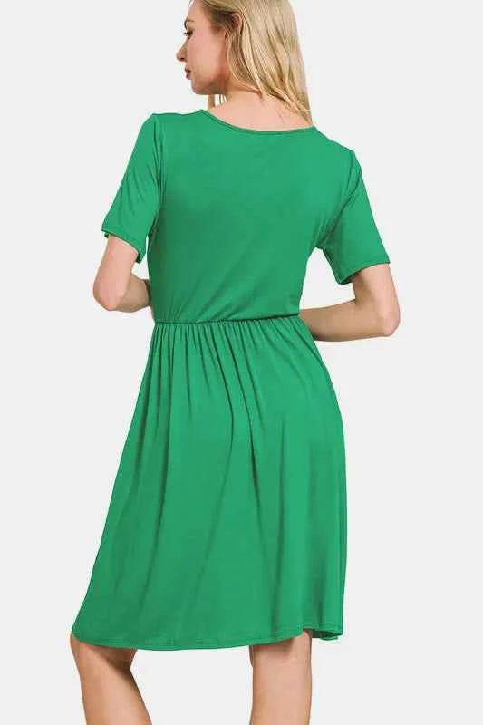 Zenana Surplice Short Sleeve Brushed DTY Dress ddd41ed9-e6ee-4ca5-9622-aa9661fbcdd1-Max
