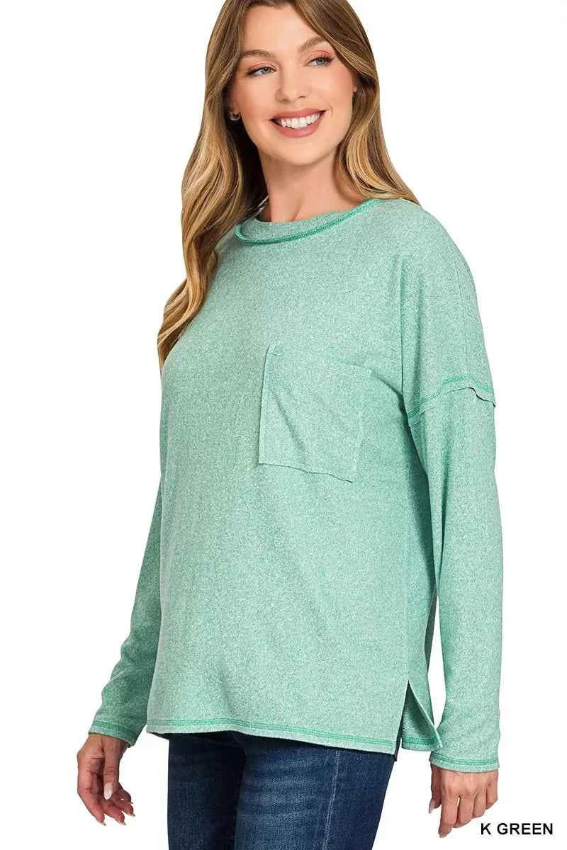 Zenana Soft Melange Hacci Round-Neck Long Sleeve T-Shirt ddda0349c04a4bf4a486d339c076ad59-Max-Origin