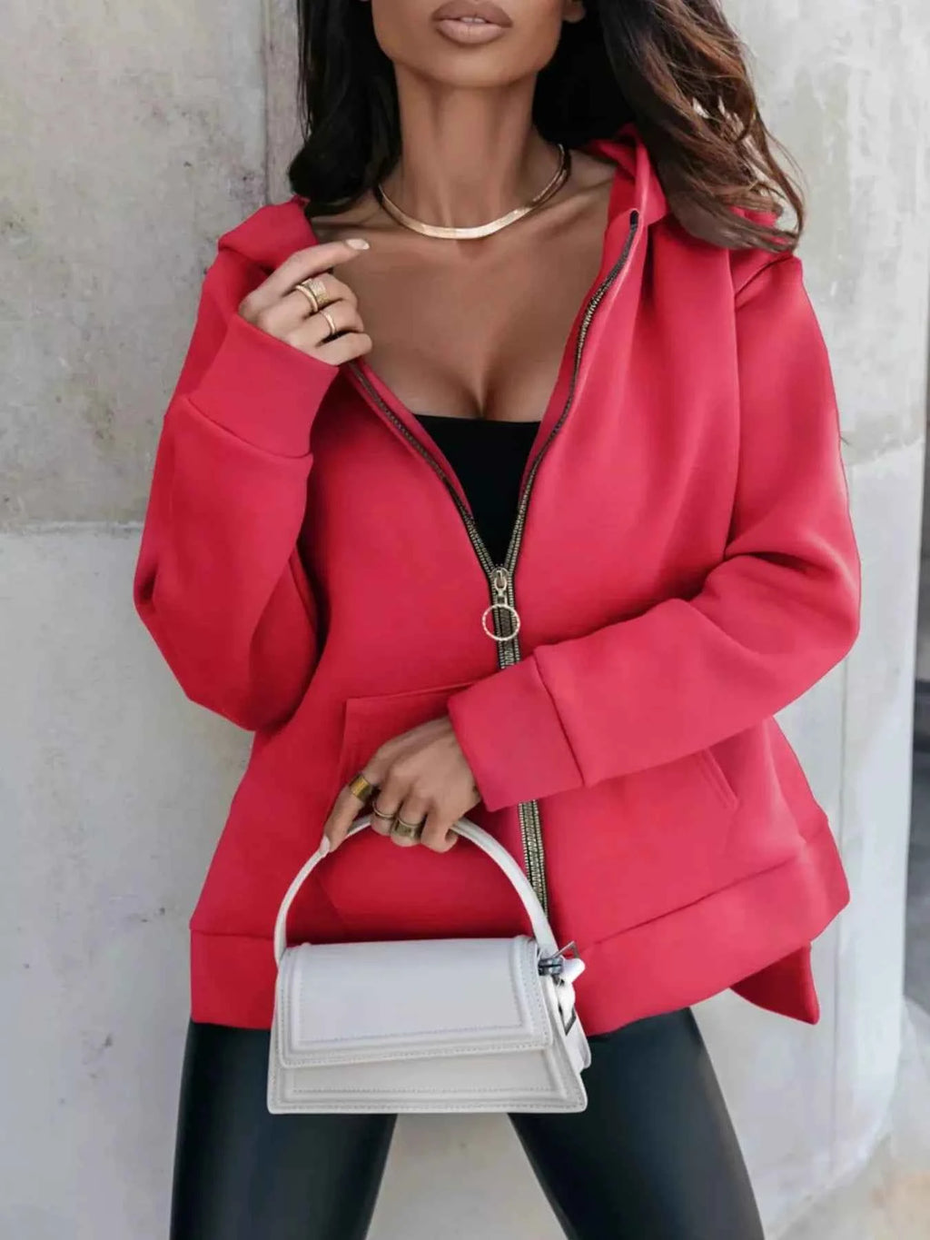 Side Slit Zip Up Hoodie Red dde3277b4fc7412fb93717bce1dd1160-Max-Origin
