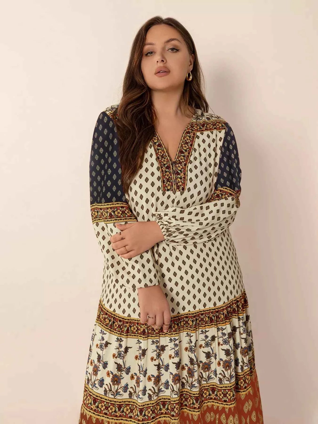Plus Size Notched Balloon Sleeve Maxi Dress dde7ba62-9a90-4691-a006-e63f26494574-Max-Origin