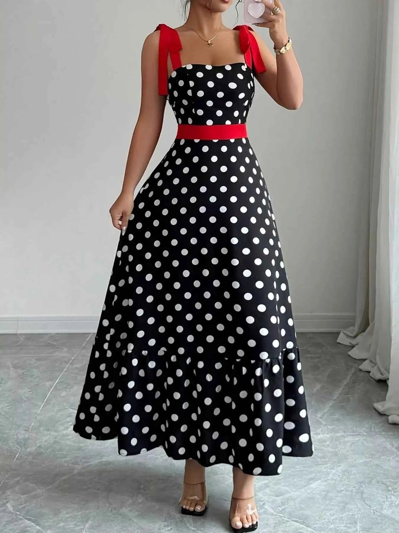 Polka Dot Tie Strap Maxi Dress ddf43fb5-d04a-4862-a64c-41ce7b1f3cc4-Max-Origin
