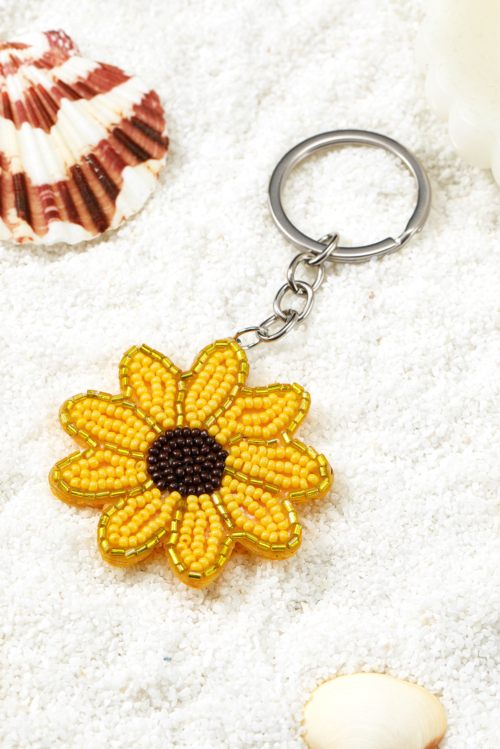 Yellow Cute Sunflower Beaded Keychain ddf55489810aa1f1