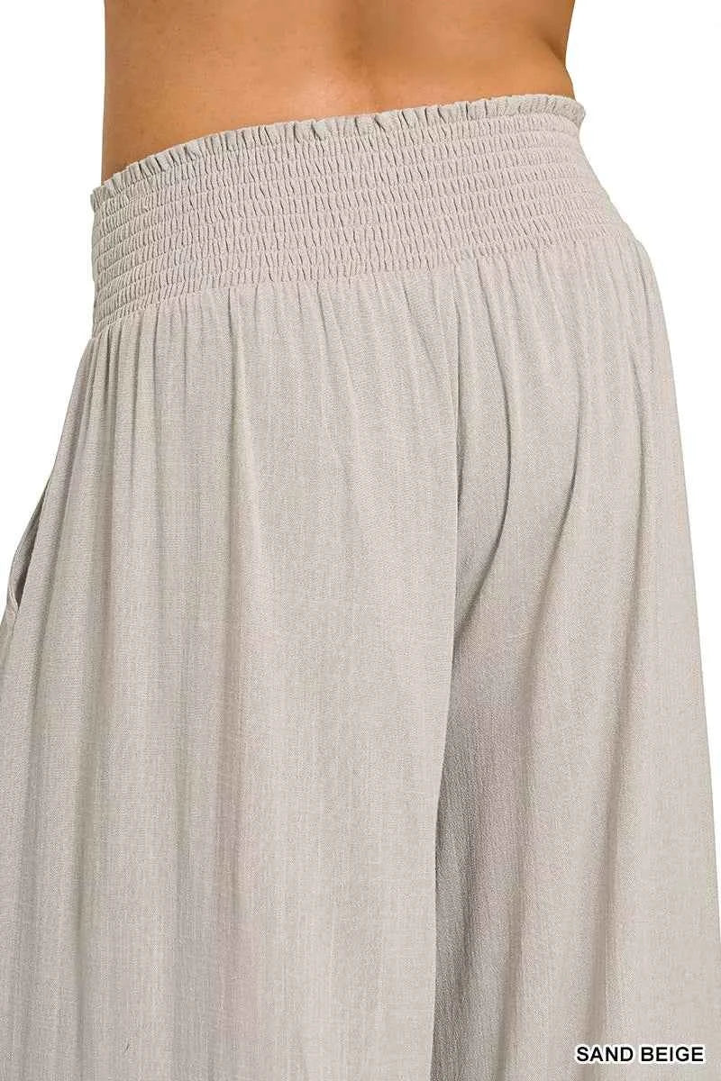 Zenana Smocked Waistband Wide Leg Lounge Pants de0011c47bc14c40a18c84441126ce57-Max-Origin