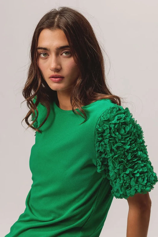 Short Mesh Flower Sleeve Knit Top de11319dfe2945879f729320aae24e8f-Max-Origin