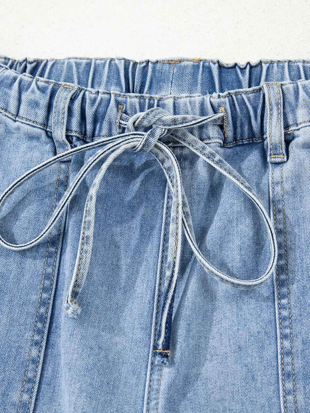 Wide Leg Drawstring Raw Hem Jeans de119049cc06433a9f1dda31bed090aa-Max-Origin
