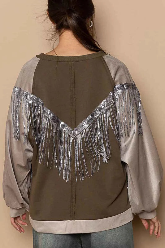 Balloon Sleeve French Terry Sweatshirt with Sequin Tassel de1c957f-4108-4eb9-b849-f15272fe029c-Max-Origin
