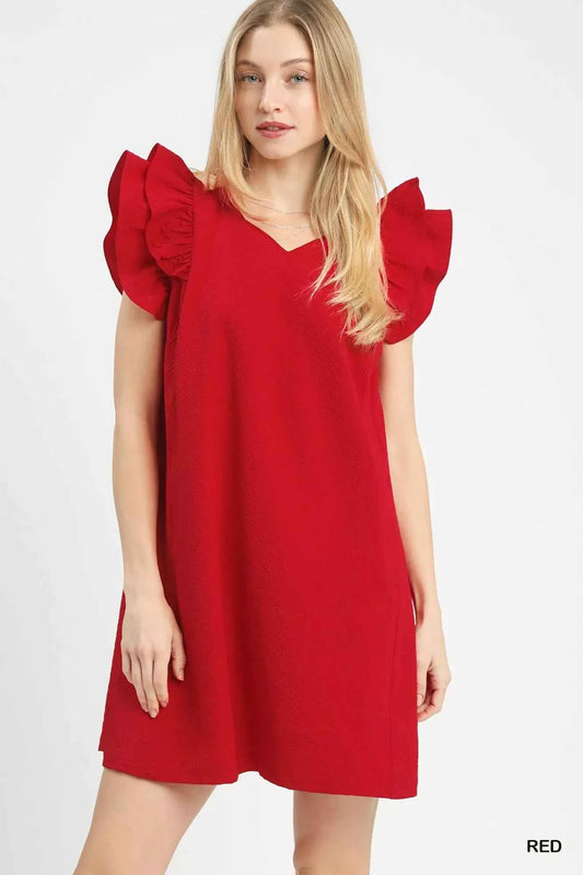 Umgee Seersucker Ruffle Shift Dress Red de244a77-2fd2-4386-8d3e-4641edd9e920-Max-Origin