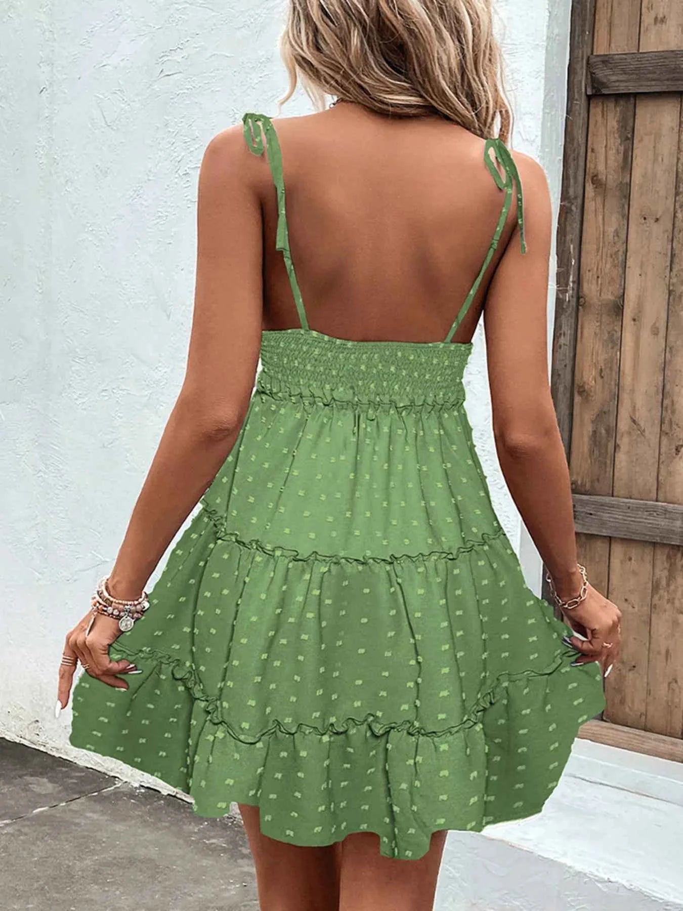Frill Tiered Swiss Dot Cami Dress de2600f85aee46c4855512e4ff992206-Max-Origin