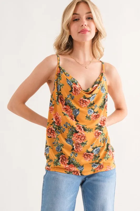 Floral Printed Casual Tank Top - 100% Rayon Sleeveless de26aded0e8b410ebbc51cb8e1af1b5a-Max-Origin