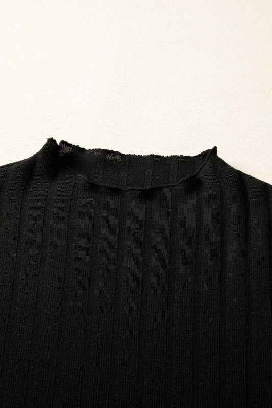Ribbed Knit Patchwork Long Sleeve Dress de2f2651-d631-4ea1-84ed-d38dbbbbdce6