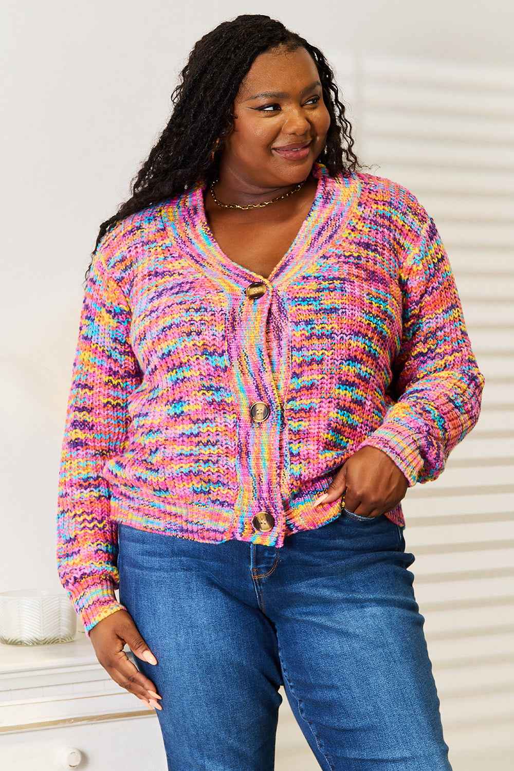 Angel Wings Woven Right V-Neck Long Sleeve Cardigan de3079933c95419ba0bd8ce03a2e814d-Max