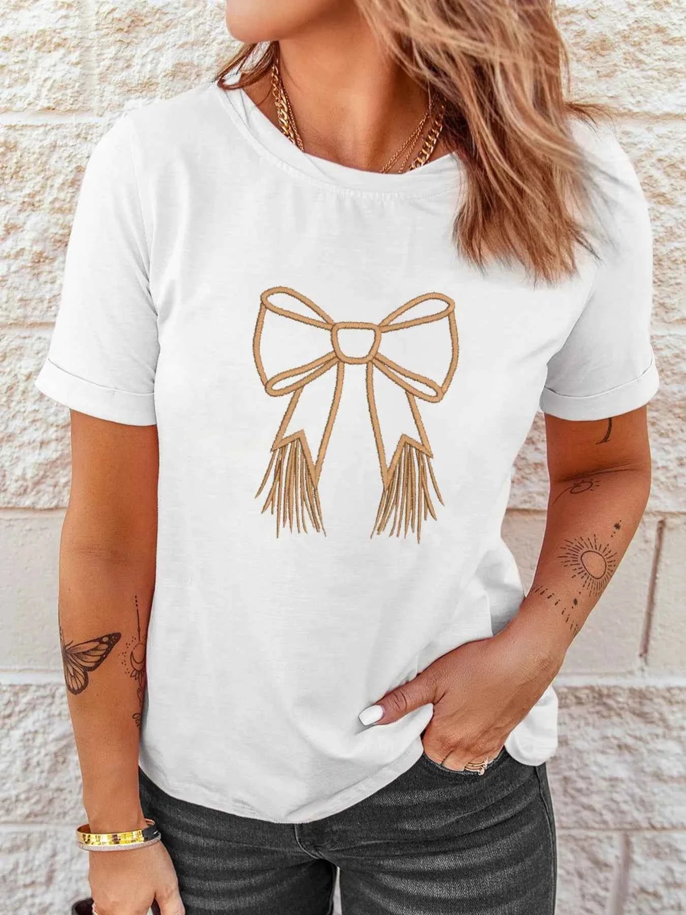 Bowknot Western Round Neck T Shirt de3fa1d7bd2542d9b362585a3f3d95f4-Max-Origin