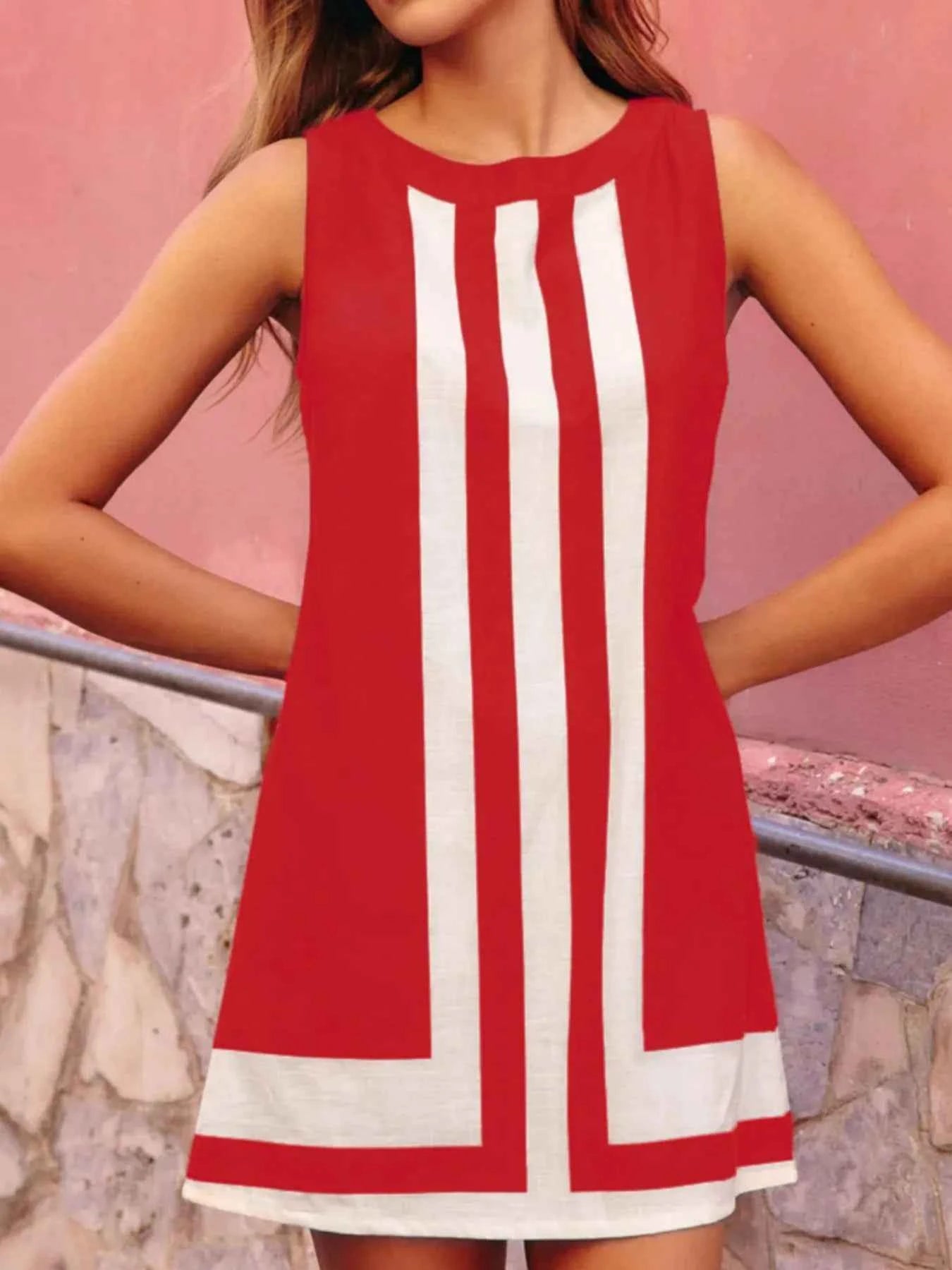 Striped Round Neck Sleeveless Dress Red de40e4fa-82b5-46a1-af8b-31735df6f8ae-Max-Origin