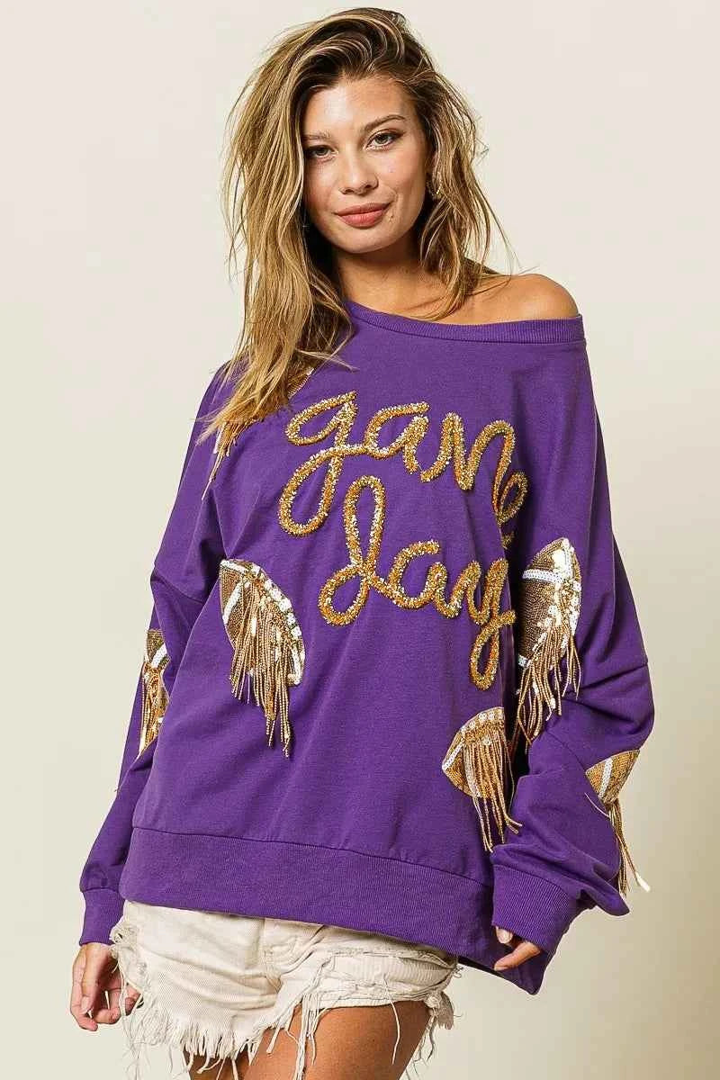 BiBi Sequin Football Patches Game Day Sweatshirt de425e9a0bc44fd6a1660fb2e60eacc7-Max-Origin