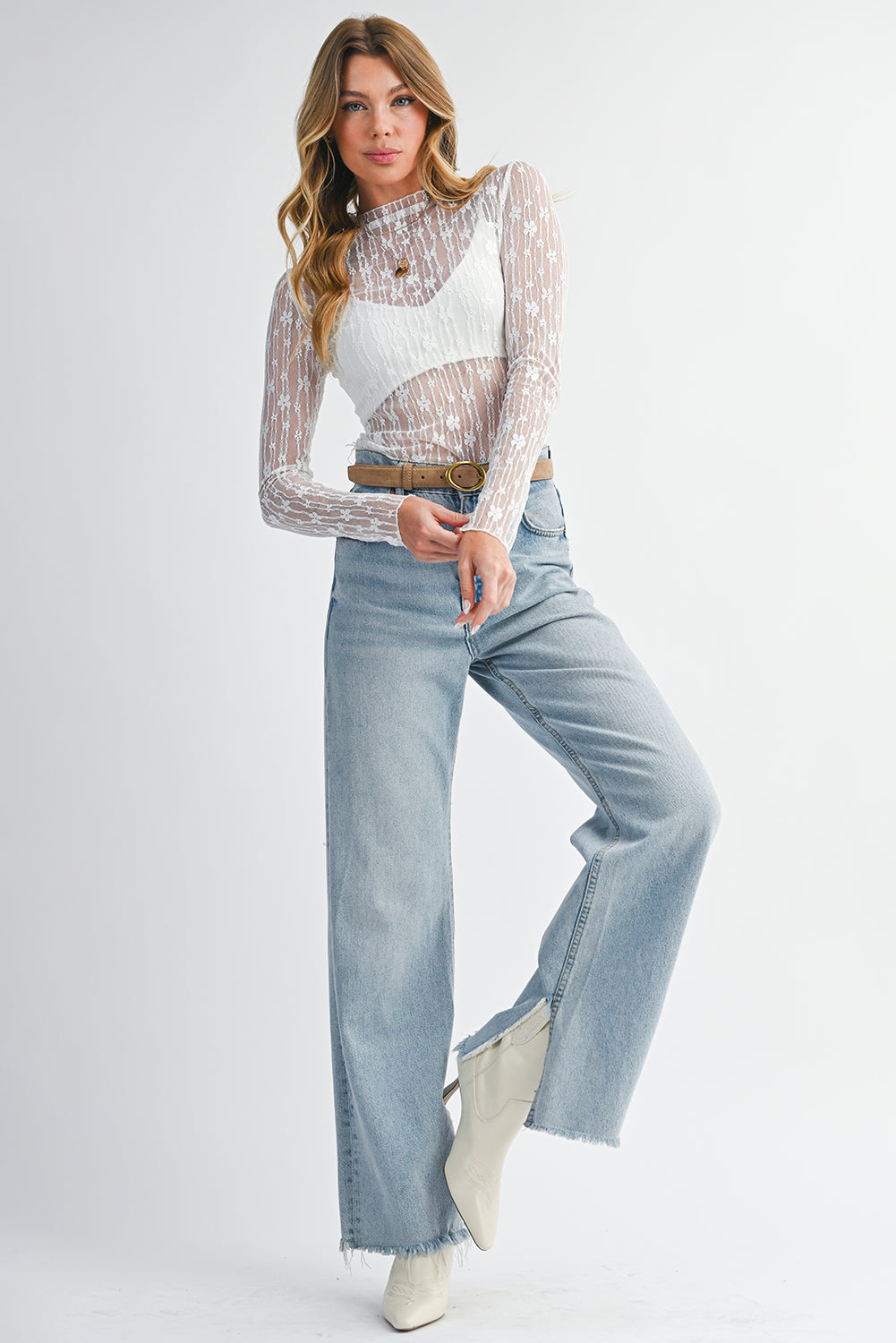 Black Sheer Floral Lace Long Sleeve Slim Fit Top de46400bed6f97e3