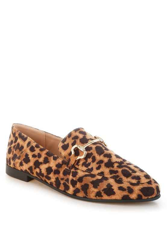 Noltas Horsebit Embellished Flat Loafers Leopard de496909-e833-4b9e-9229-497306eda197