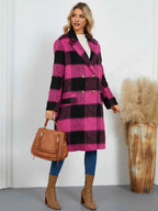 Plaid Double-Breasted Long Sleeve Coat de4a3828-3d3b-470d-848f-bd36f1878d65-Max
