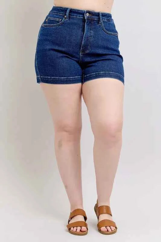 Plus Size High Waist Tummy Control Denim Shorts de63fb5b-35fd-4f7c-89ba-d057ebdbb1e5-Max