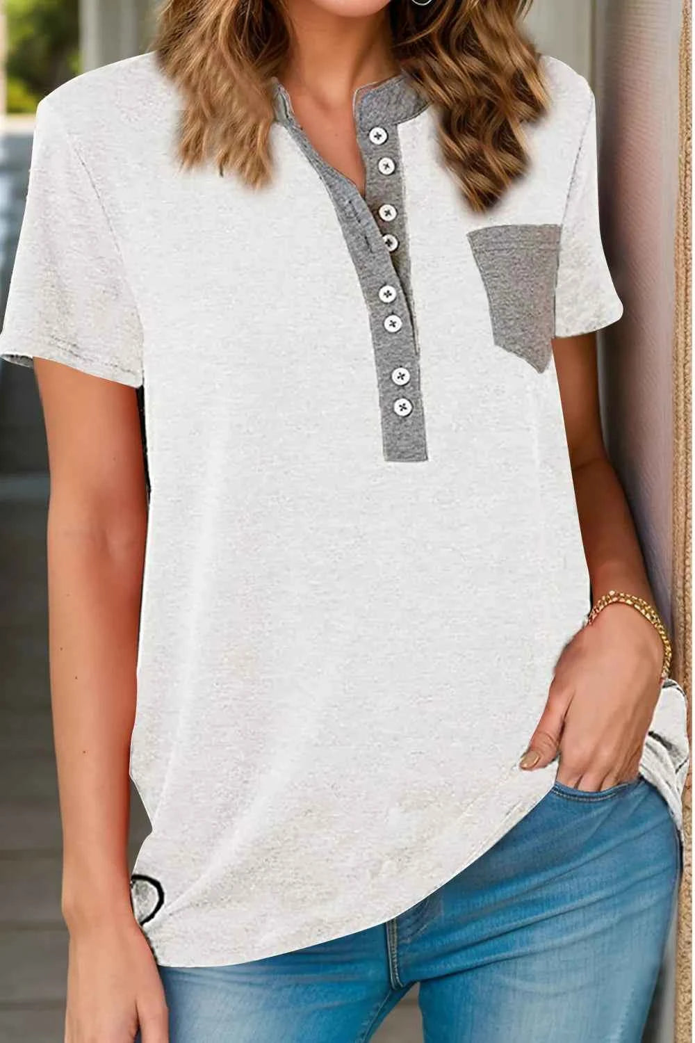 Full Size Half Button Short Sleeve T-Shirt de66ce9c-cd67-4fc4-81b0-6d3eb8255922-Max