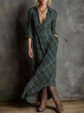 Plaid Button Front Maxi Shirt Dress Green de683332e020499a882dc42aeebdb37a-Max-Origin