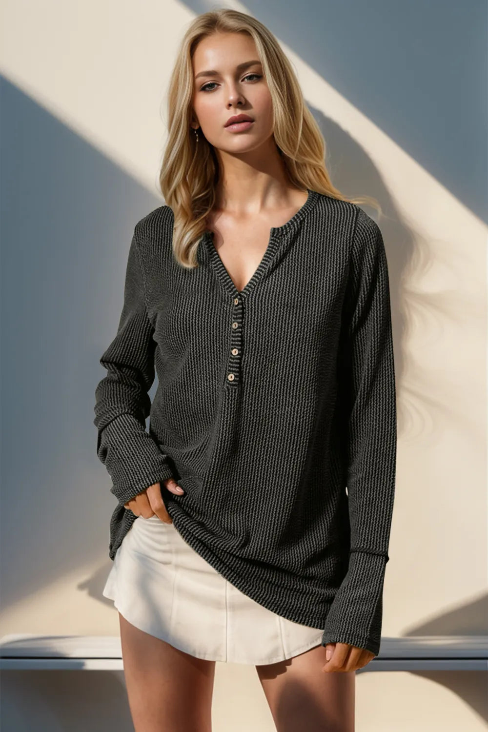 Double Take Full Size Notched Thumbhole Long Sleeve T-Shirt de704e93-0f1a-48e7-8822-ddbcce2db908-Max