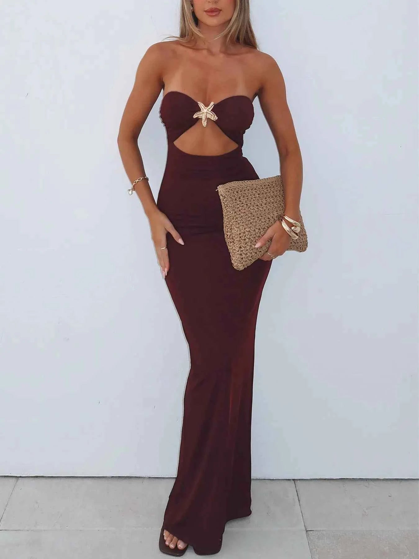 Cutout Sweetheart Neck Tube Maxi Dress Burgundy de74b83fc4074a00b31c4beb000c71a7-Max-Origin