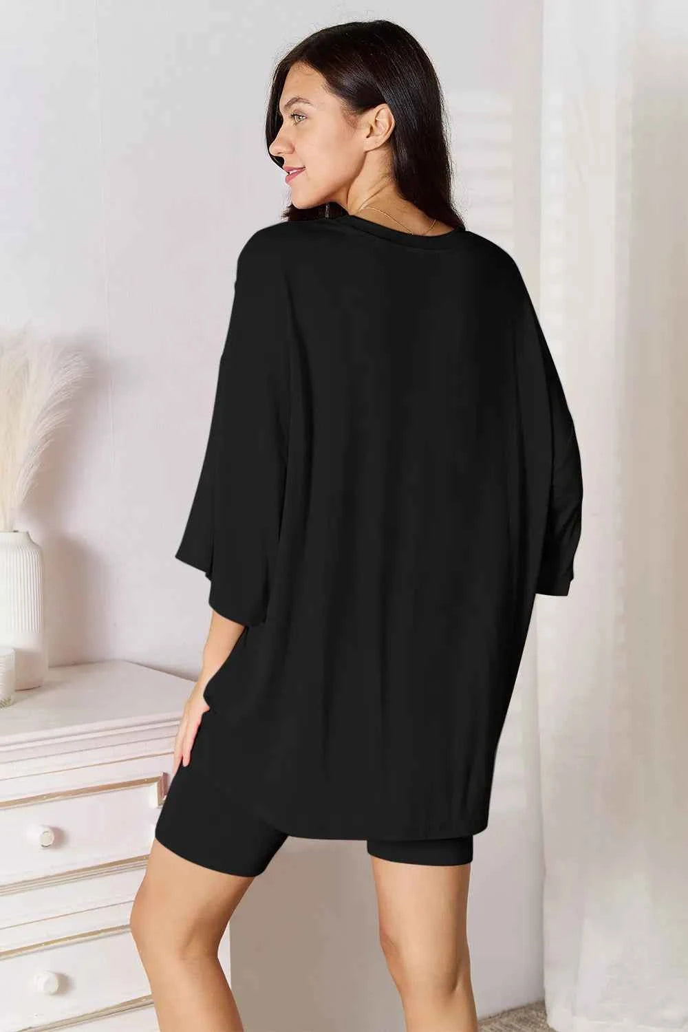 Basic Bae Bamboo Full Size Round Neck Drop Shoulder T-Shirt and Shorts Set de7a934e-b80a-4b42-9f9e-2e6e9cb93c87-Max