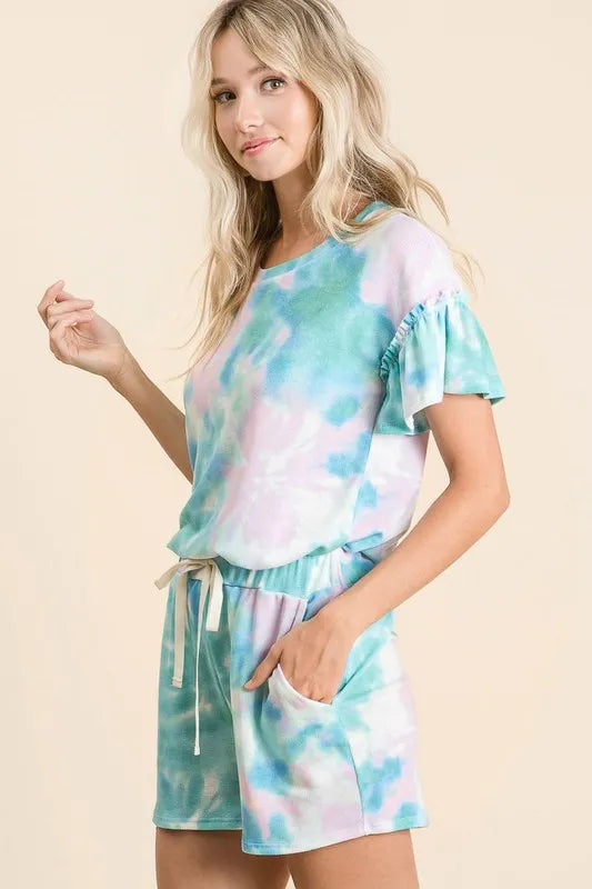 BiBi Tie Dye Print Casual Shorts with Twill de81f777-be20-42b3-9d54-a1b07b167213-Max-Origin