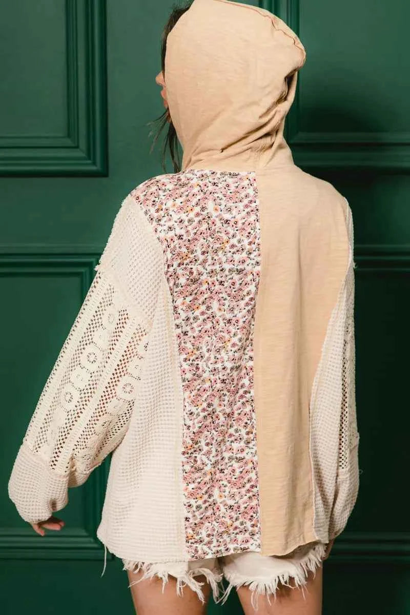 BiBi Slub Jersey with Lace Combo Buttoned Hoodie Top de83e0e7f10c49e2a3628e6da52fce58-Max-Origin
