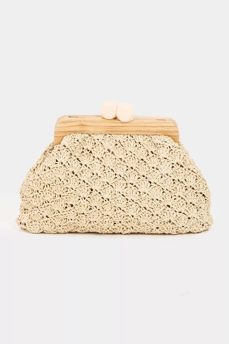 Fame Straw Braided Wooden Frame Cluch Bag IV One Size de97dbce-1e97-4c00-9107-41edd3739bf3-Max-Origin