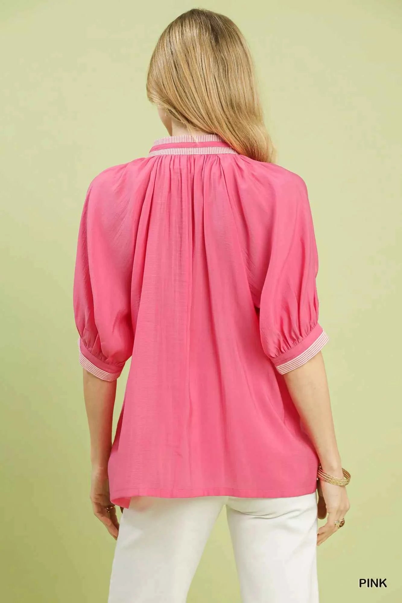 Umgee Solid Contrast Trim Pleated Top dea520a2-a943-4349-9979-a0ea8db4254b-Max-Origin