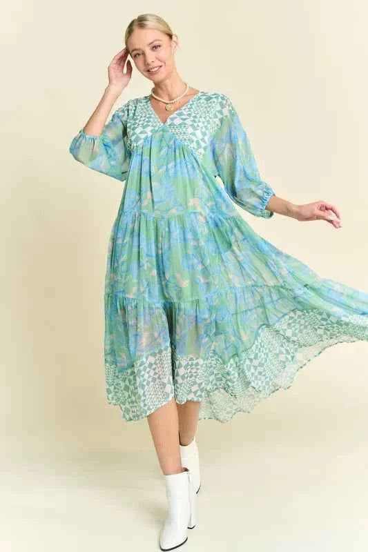 Davi & Dani Geo and Floral Print Mixed Tiered Dress Mint Green dea749d8feea4706b273cbb4fc108193-Max-Origin