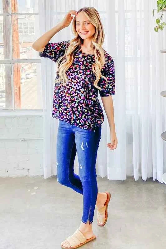 And The Why Leopard Foil Printed Half Sleeve Summer Sweater HOLOGRAM dea7b6f8731642b9aa97436d43a9c349-Max-Origin
