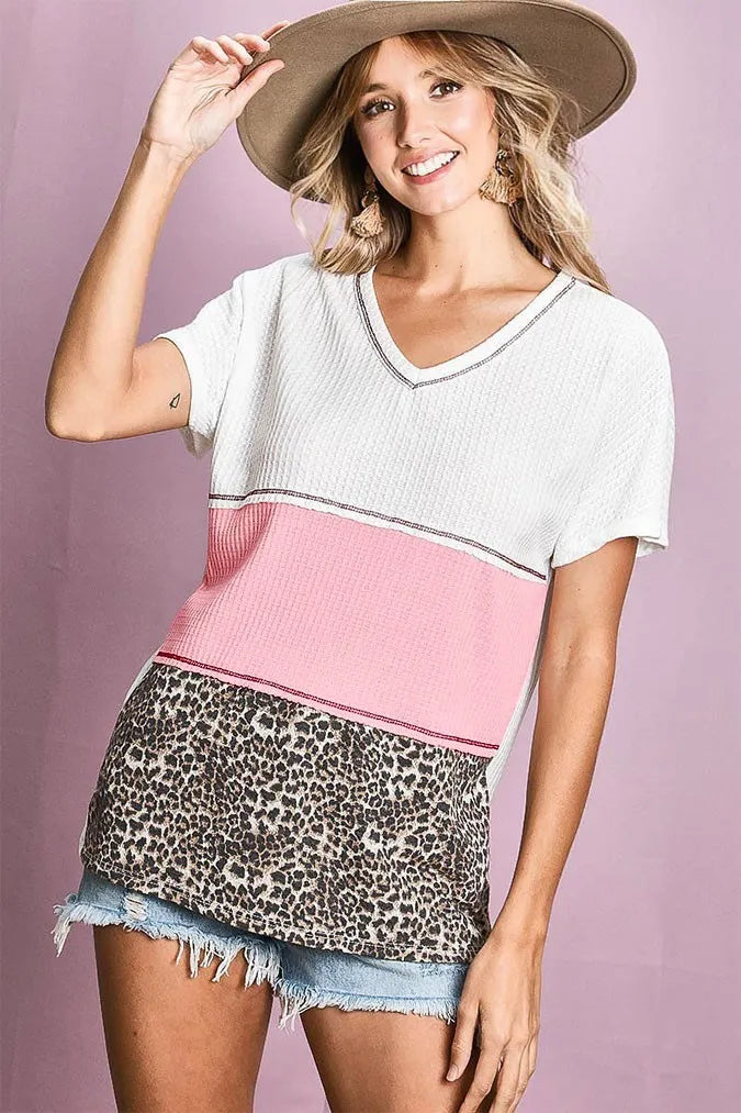 BiBi Colr Block Waffle Knit Top deac9323d3fa455888c7ad6628453418-Max-Origin